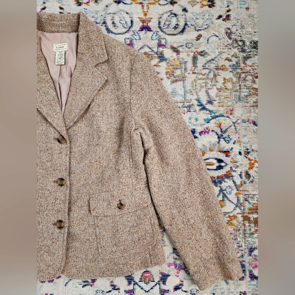 L.L. Bean, Womens Brown Tweed Lined Soft Warm Tailor Fit Blazer Jacket, s… - Picture 5 of 16